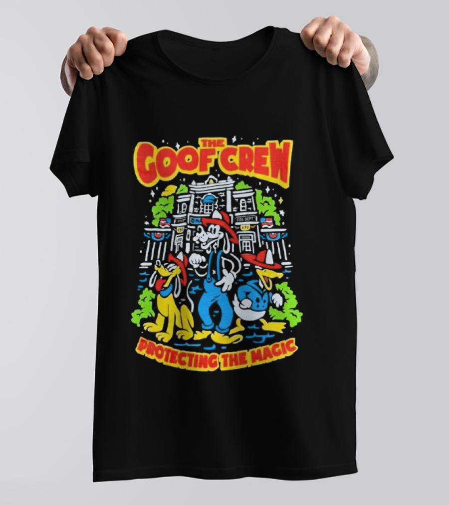 The Goof Crew Firehouse Protecting The Magic Pluto Donald Duck Disney T-Shirt