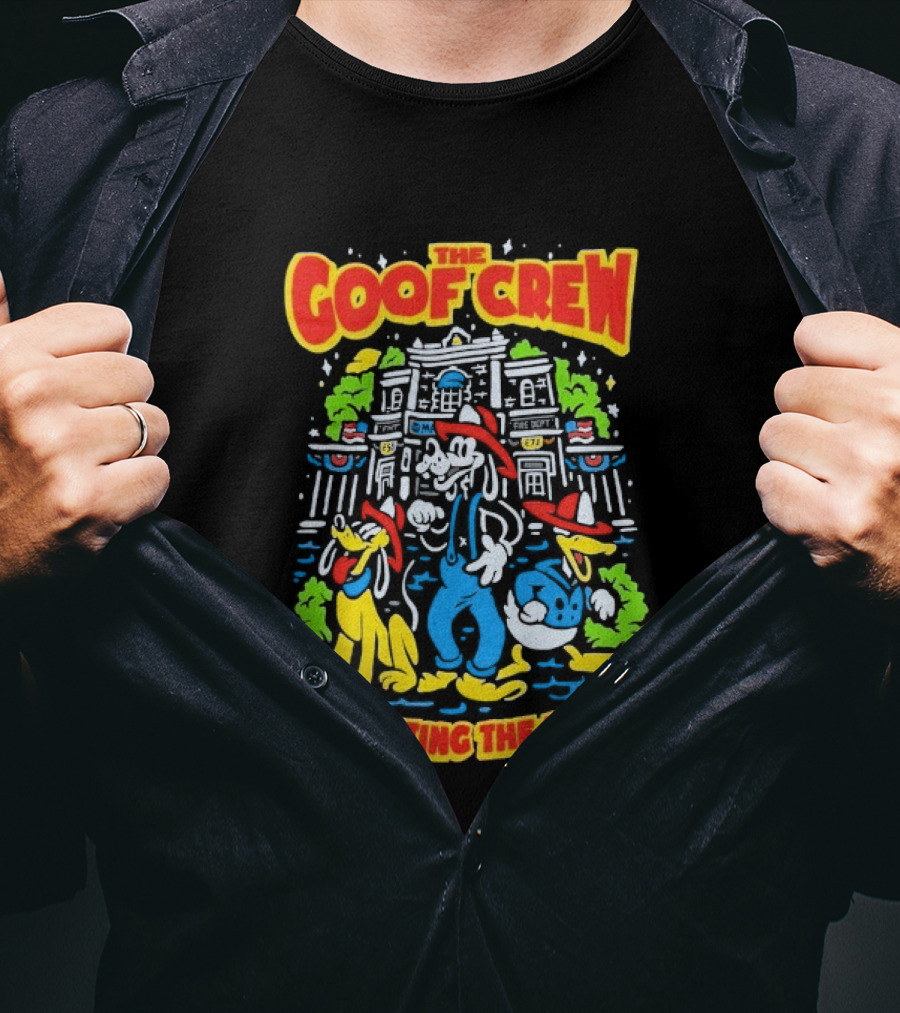 The Goof Crew Firehouse Protecting The Magic Pluto Donald Duck Disney T-Shirt