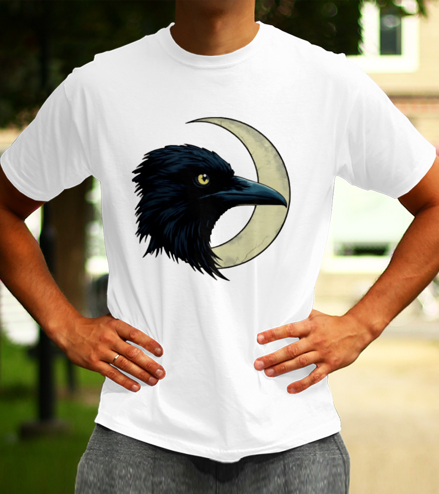 Raven Crescent Moon Guardian Of The Glimmer T-Shirt