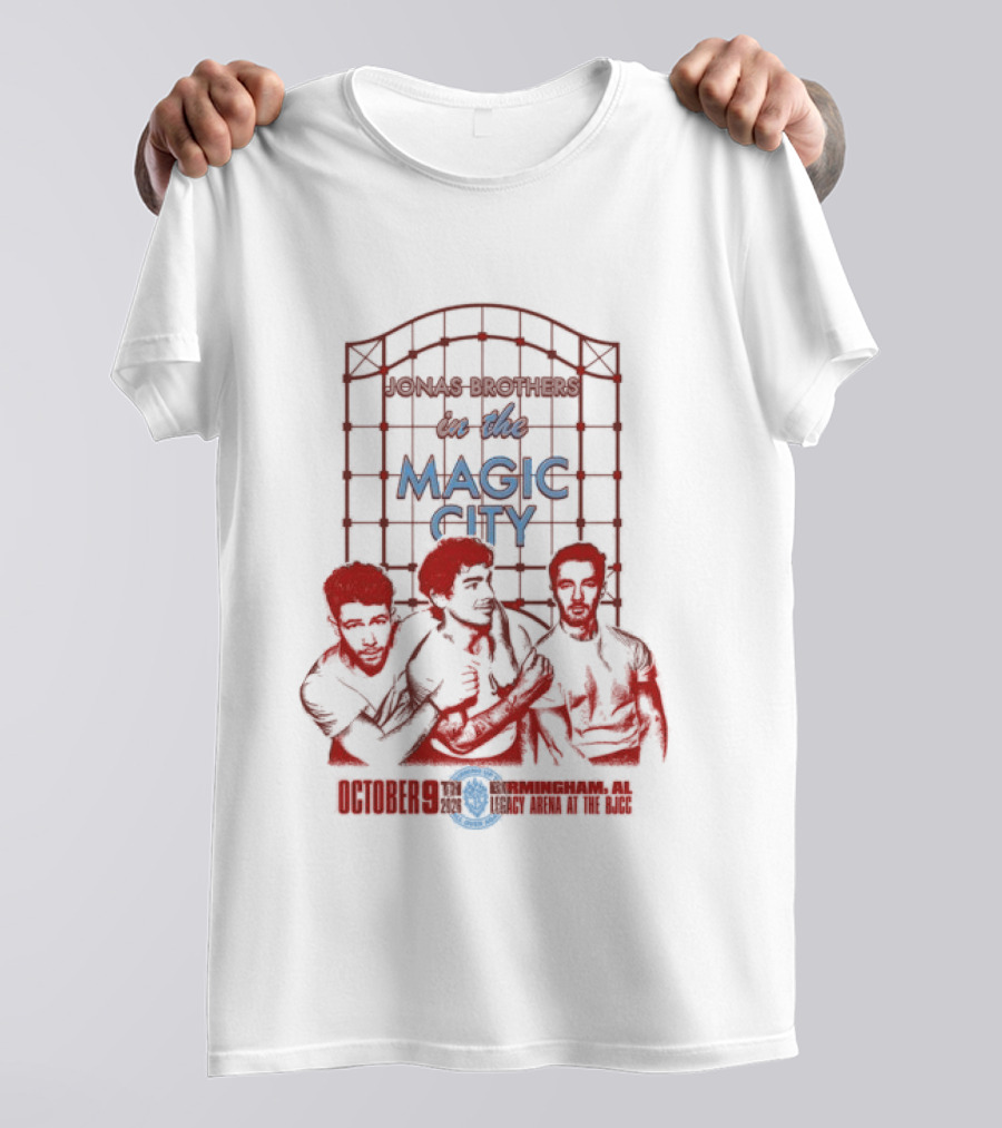 Jonas Brothers Live Birmingham AL City Legacy Arena October 9 2026 Magic City Concert Event T-Shirt