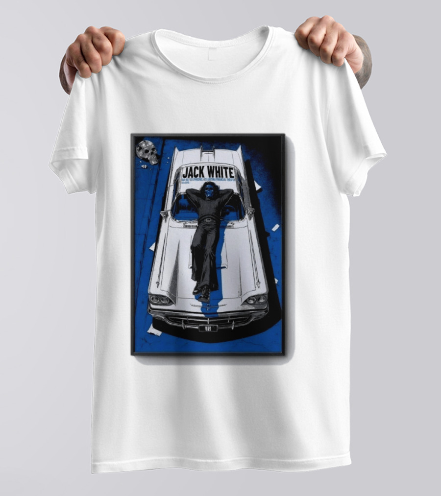 Jack White Phoenix AZ Concert October 3 2026 Classic Car And Skull T-Shirt