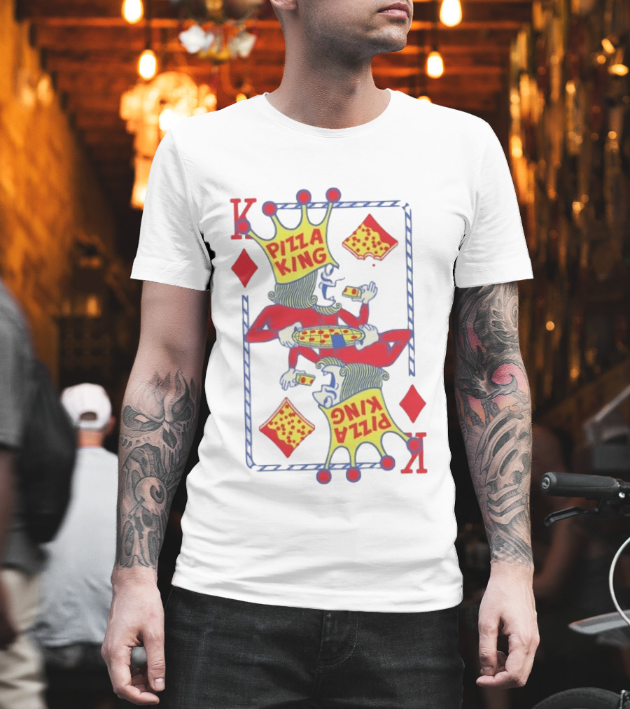 Pizza King Eating Pizza Playing Card K Diamonds T-Shirt