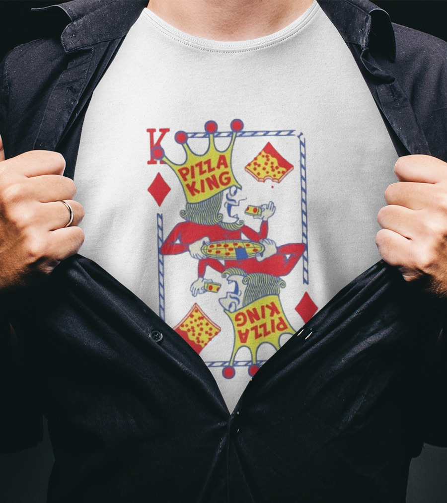 Pizza King Eating Pizza Playing Card K Diamonds T-Shirt