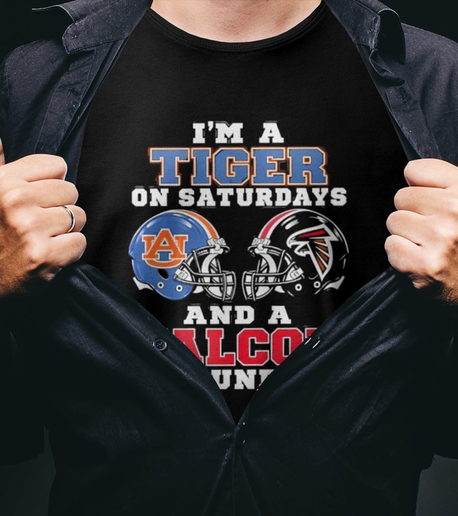 Auburn Tigers Saturdays Atlanta Falcons Sundays Helmet Fans T-Shirt
