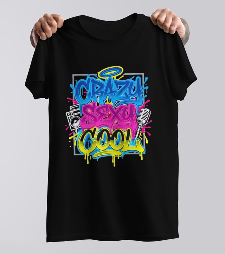 Crazy Sexy Cool Graffiti Boombox Microphone 90s R&B T-Shirt