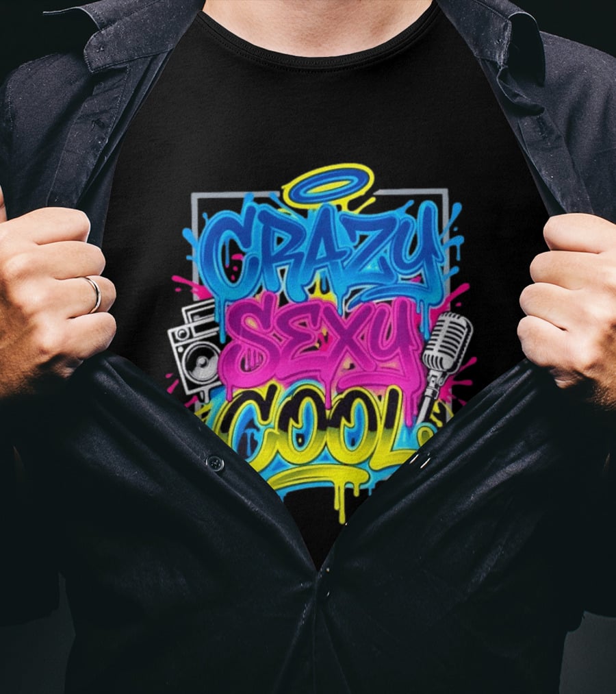 Crazy Sexy Cool Graffiti Boombox Microphone 90s R&B T-Shirt