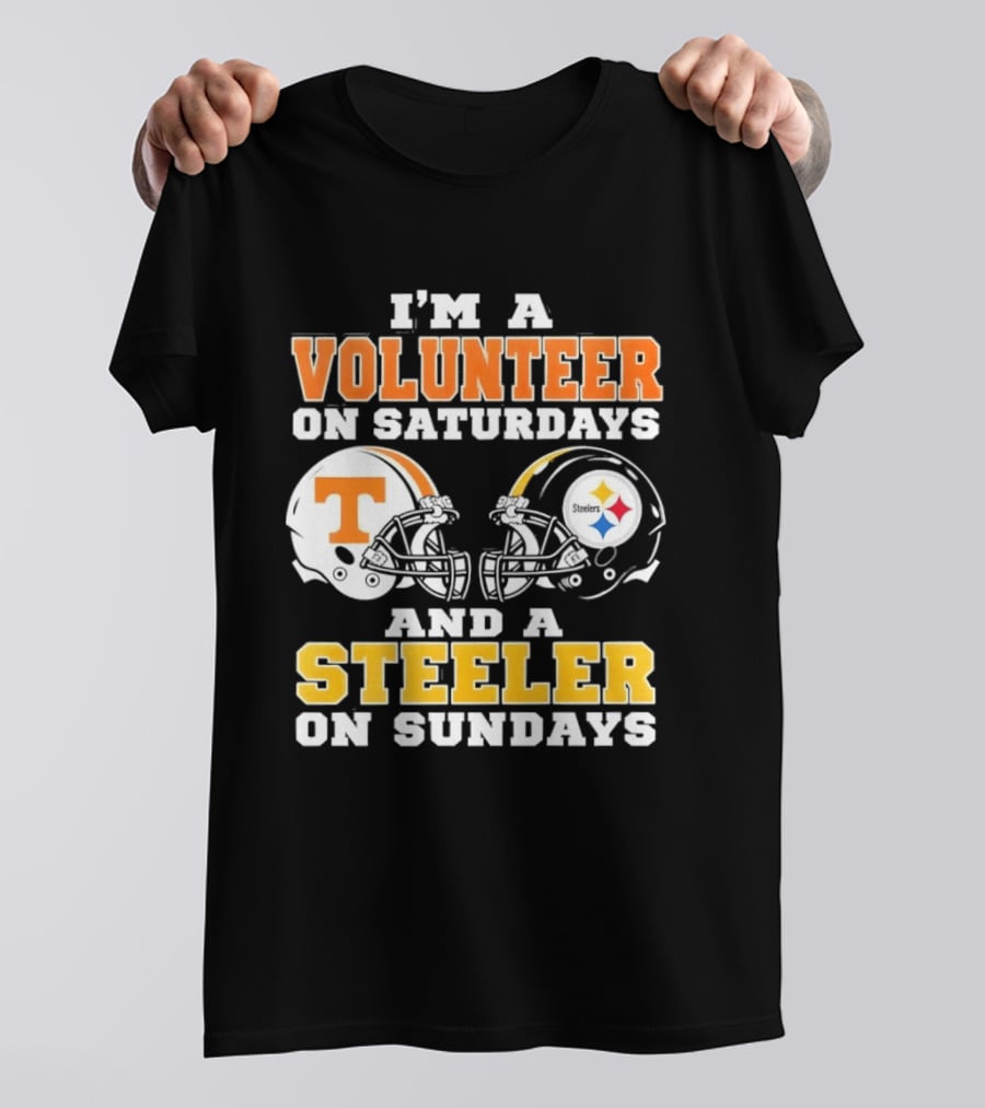 I'm A Volunteer On Saturdays Steeler On Sundays Football Helmets T-Shirt