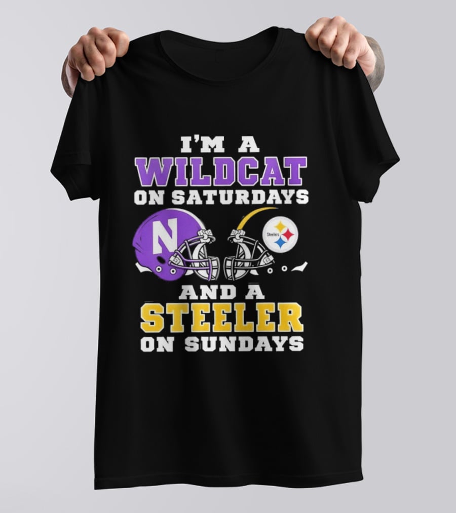I'm A Wildcat On Saturdays Northwestern And A Steeler On Sundays T-Shirt