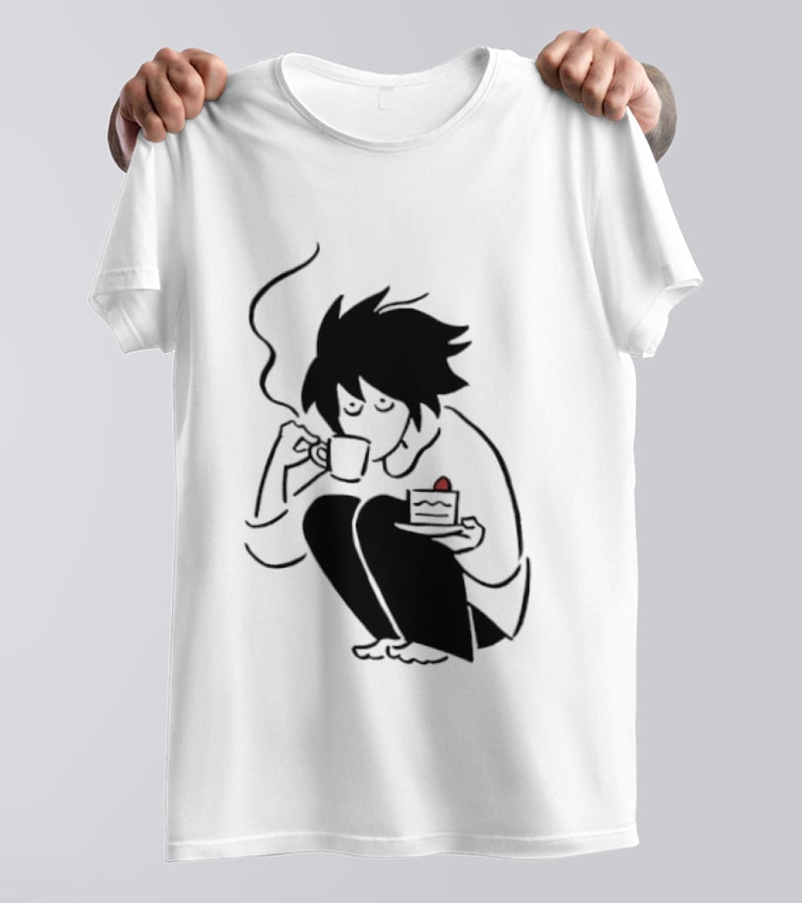 Death Note L Coffee And Strawberry Cake Scene T-Shirt