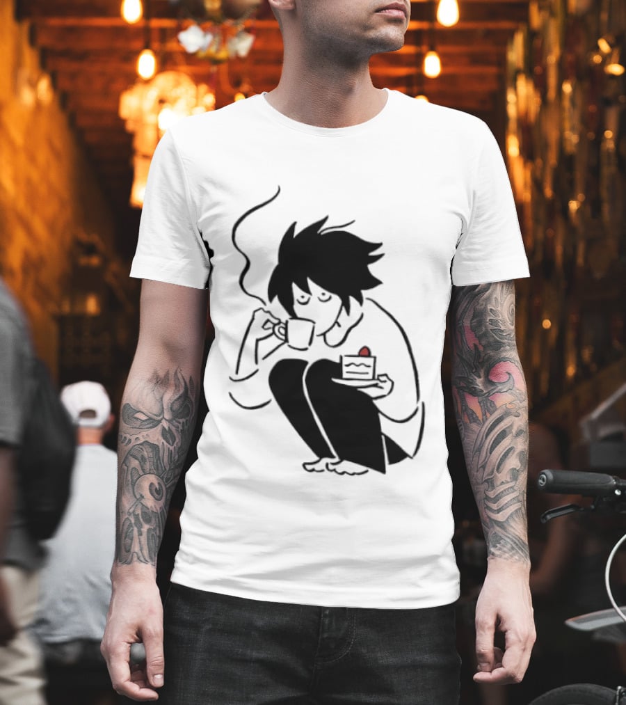 Death Note L Coffee And Strawberry Cake Scene T-Shirt