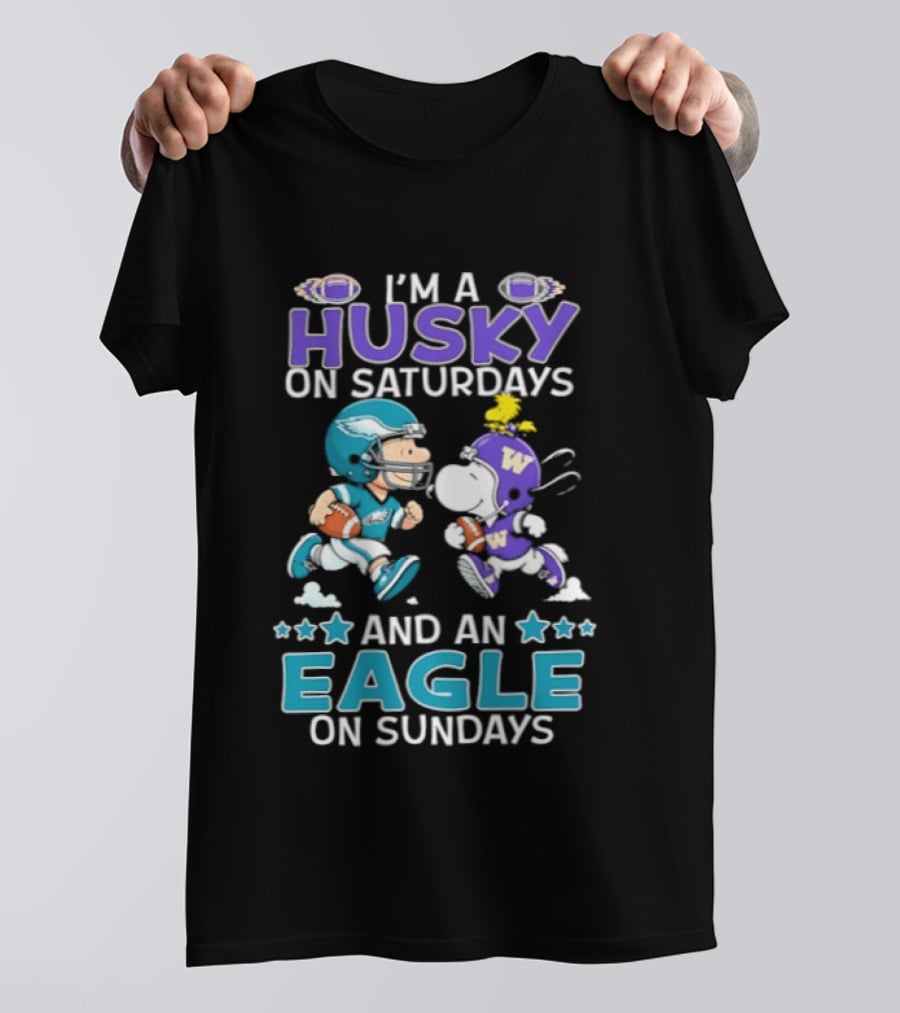 Snoopy And Charlie Brown Husky Saturdays Eagle Sundays T-Shirt