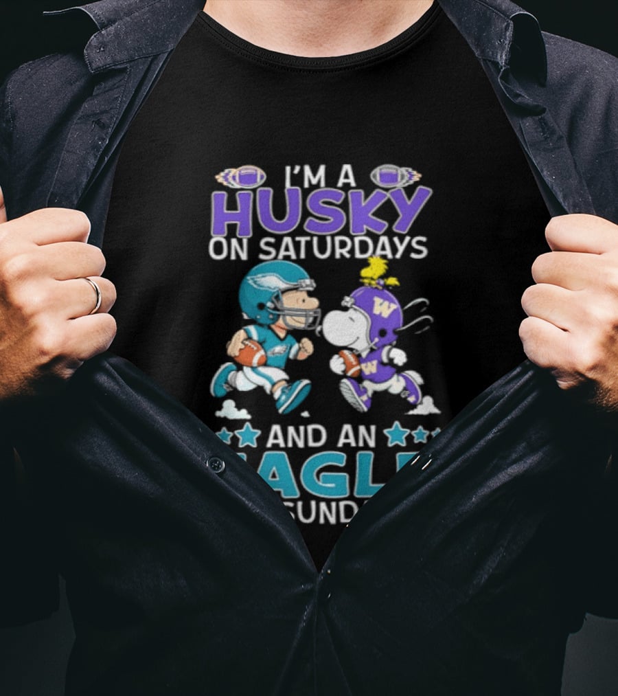 Snoopy And Charlie Brown Husky Saturdays Eagle Sundays T-Shirt
