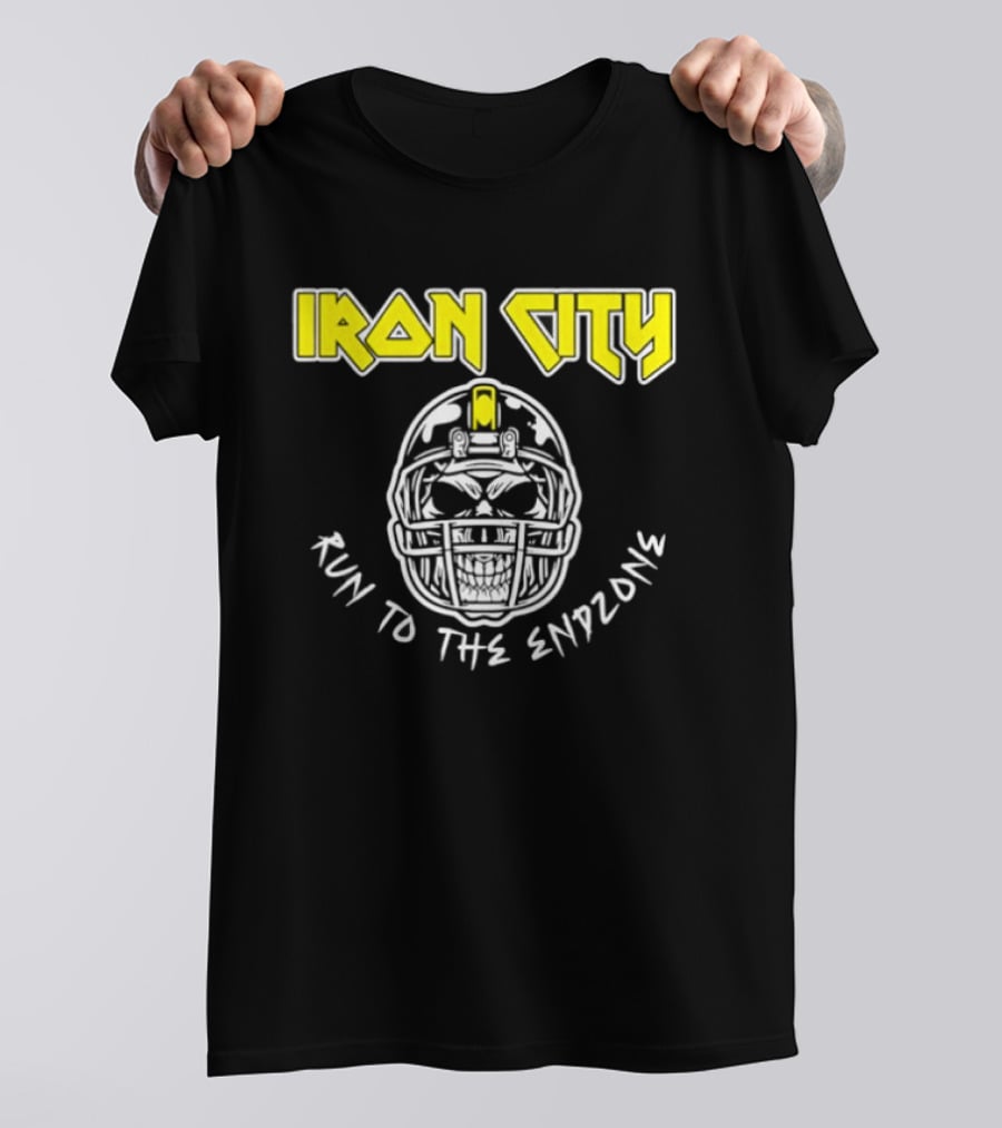 Iron City Run To The Endzone Skull Helmet T-Shirt