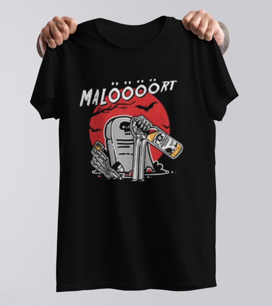 Jeppsons Malort Maloooort Skeleton Tombstone Liquor Pouring Scene T-Shirt