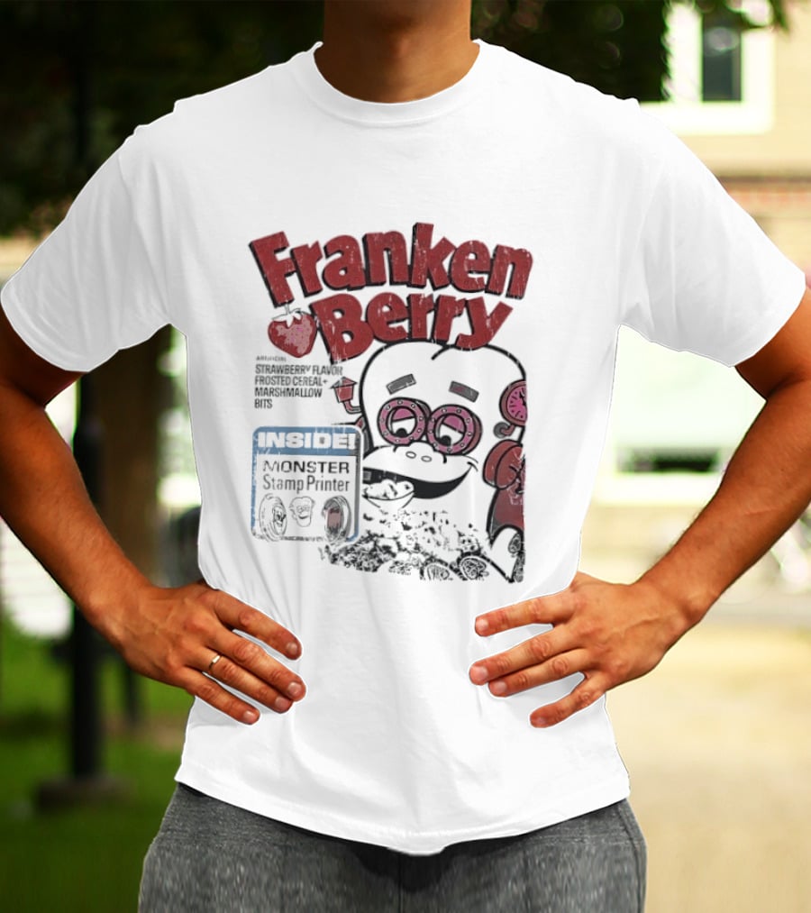 Franken Berry Monster Stamp Printer Inside T-Shirt