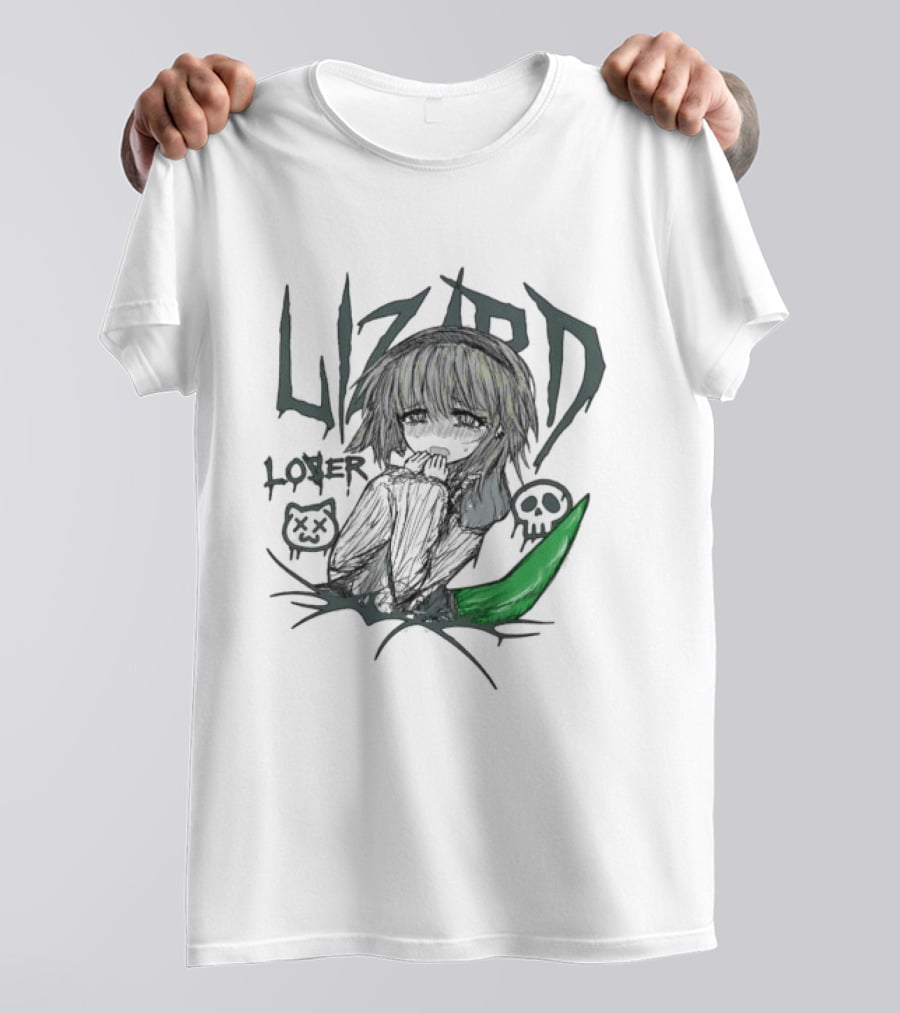 Lizard Tears Loser Anime Skull Green Tail T-Shirt