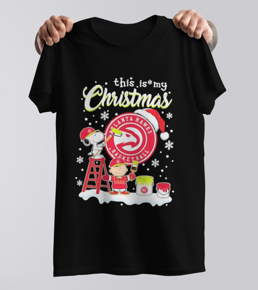 Atlanta Hawks Snoopy Woodstock Charlie Brown Christmas 2026 Basketball T-Shirt