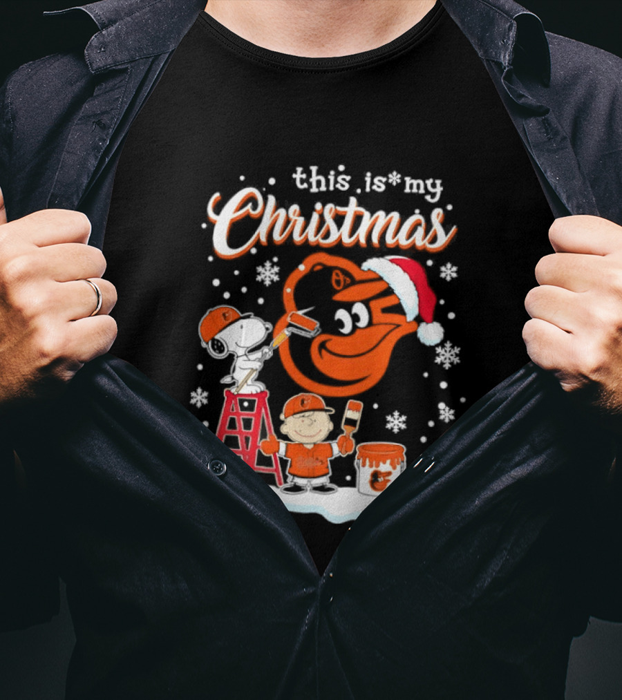 Baltimore Orioles Snoopy Woodstock Charlie Brown This Is My Christmas 2026 T-Shirt