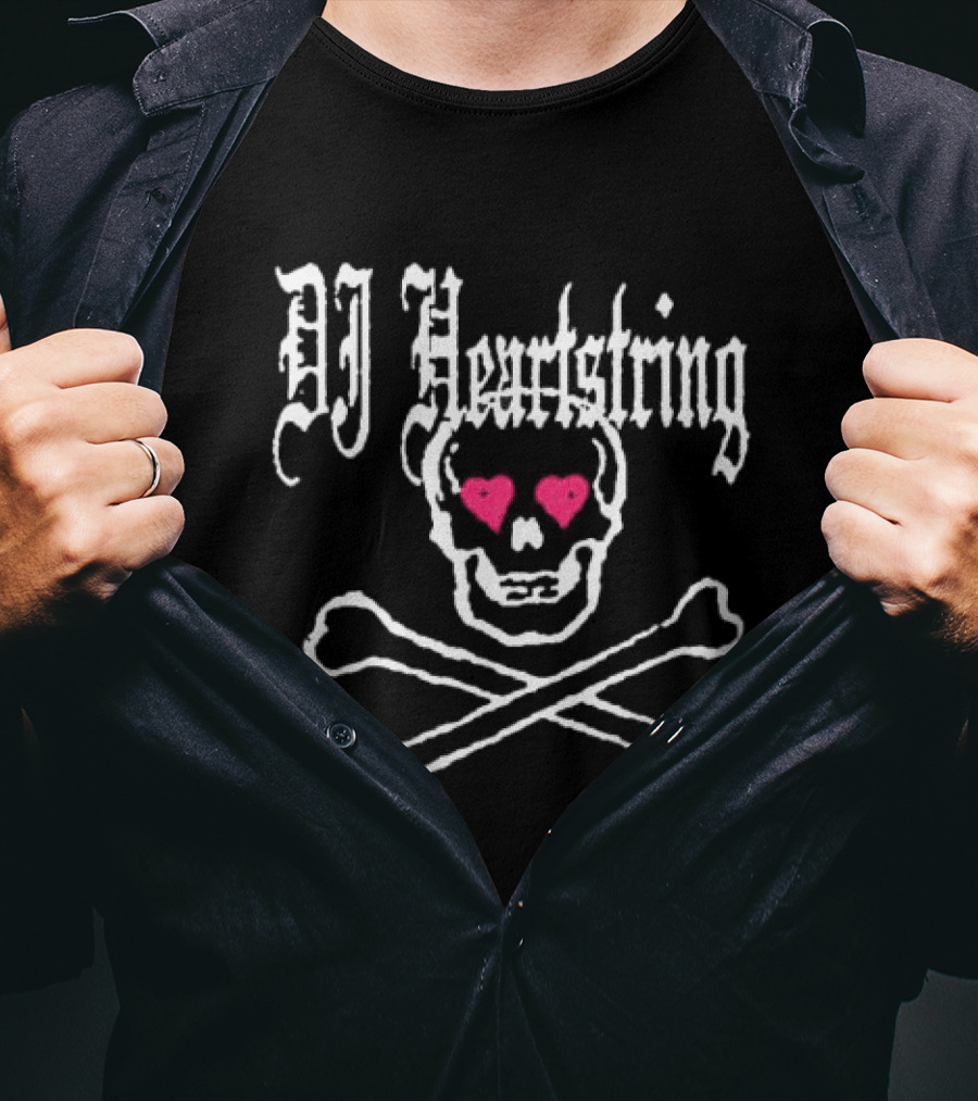 DJ Heartstring Skull Crossbones Black Hearts T-Shirt