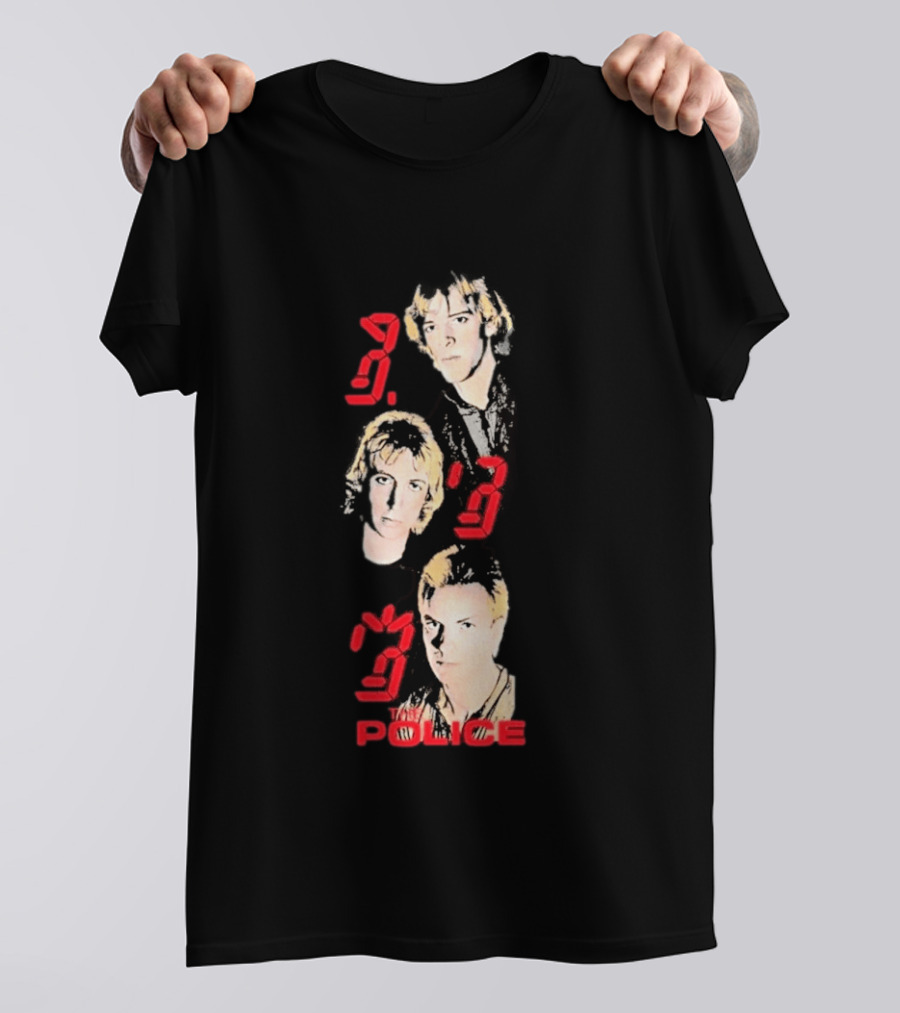 The Police Ghost In The Machine 45th Anniversary Faces Red Digital Numbers T-Shirt