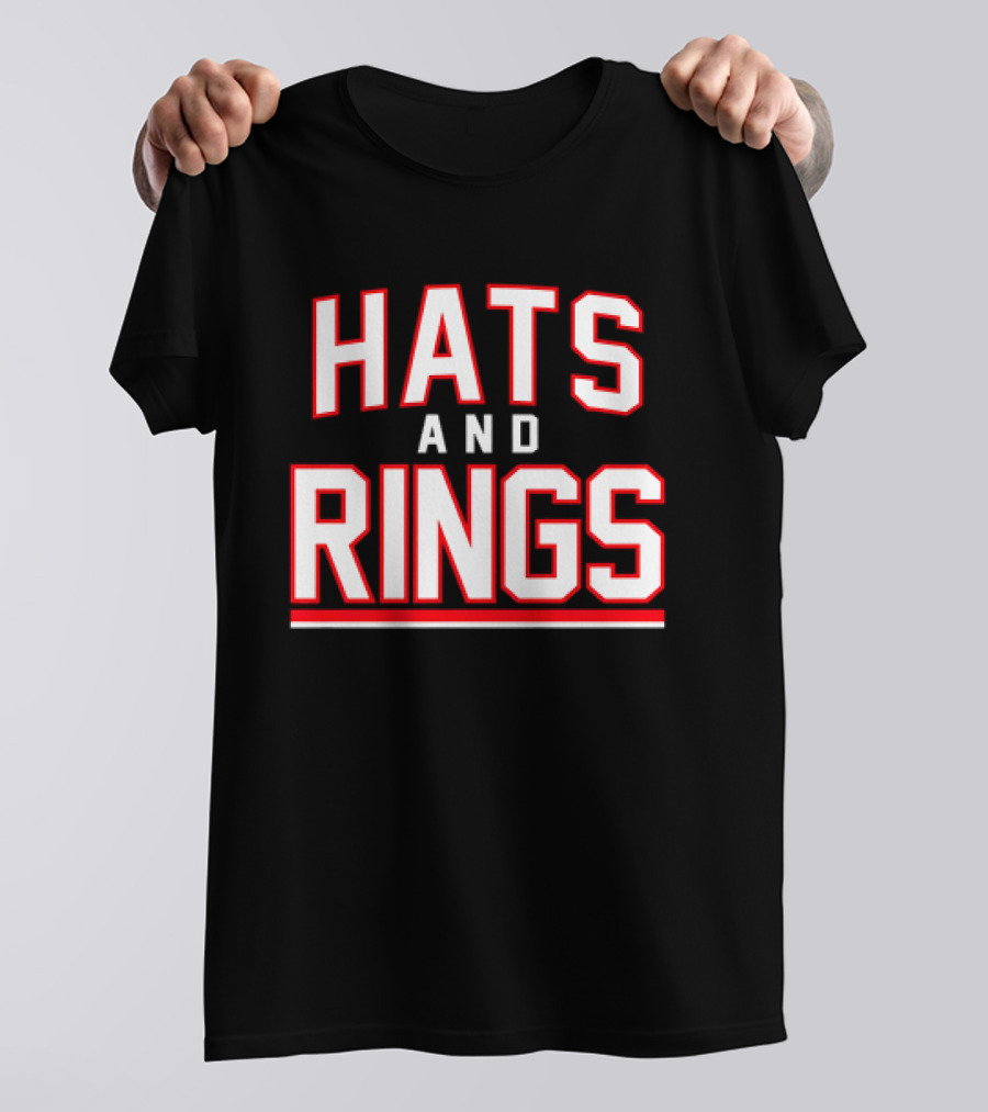 Hats And Rings Bold Red Lettering T-Shirt