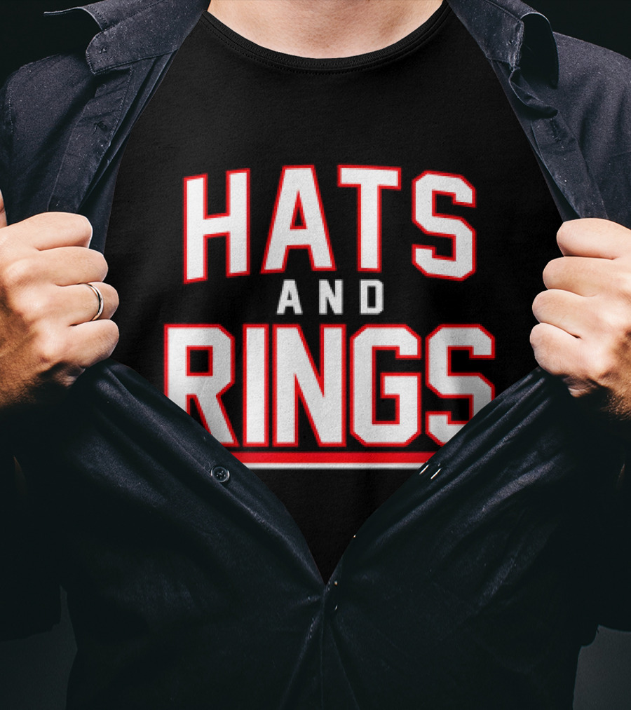 Hats And Rings Bold Red Lettering T-Shirt
