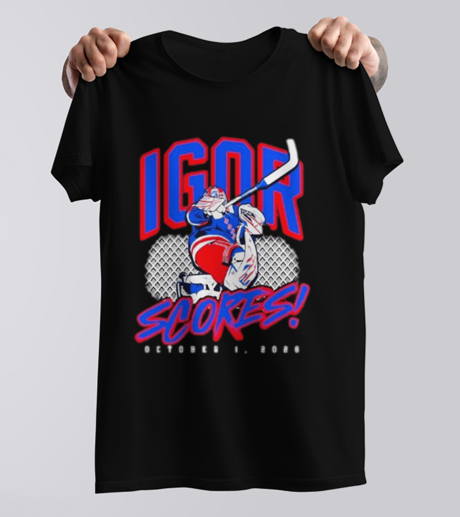 Igor Scores October 1 2026 Hockey Goalie Celebration T-Shirt