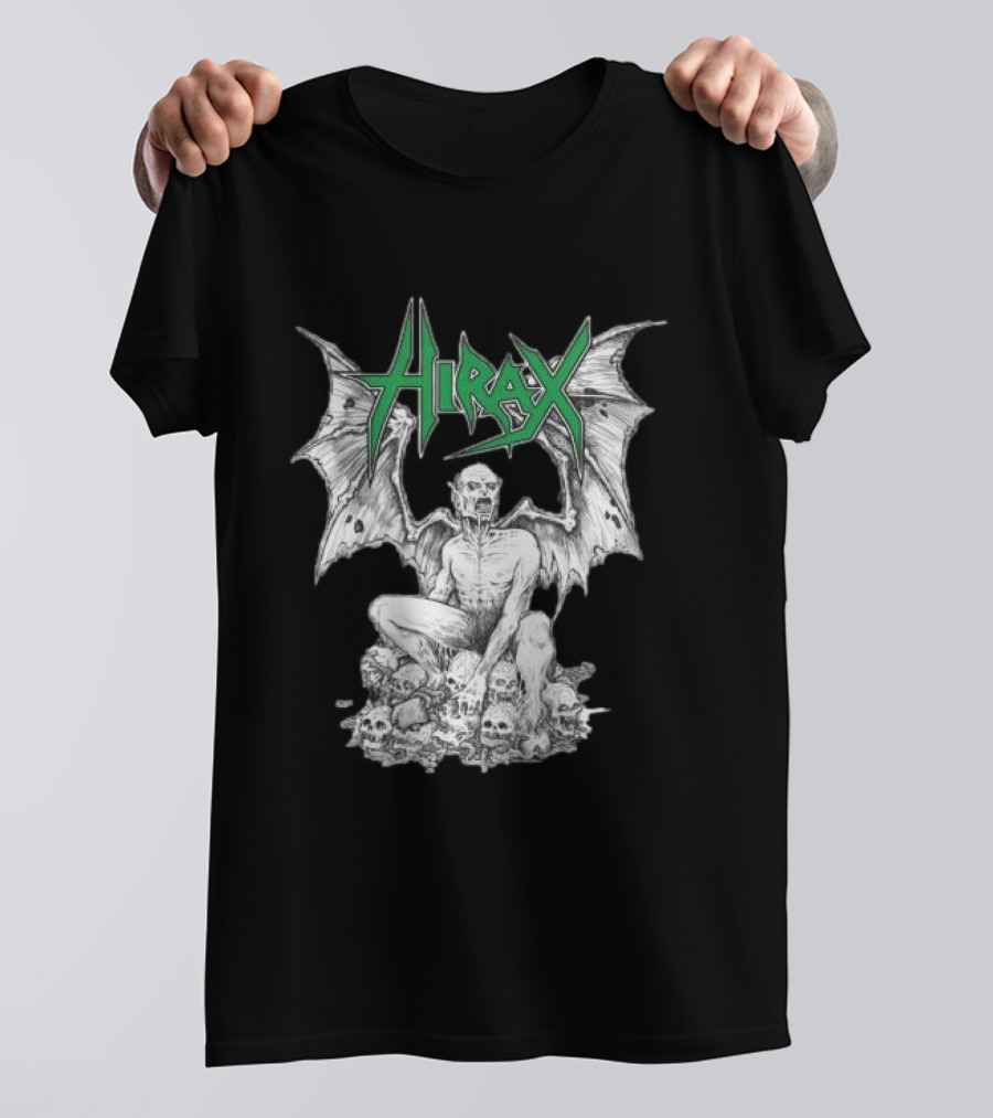 Nightshift Store Hirax 13Th Son Winged Skeleton On Skulls T-Shirt