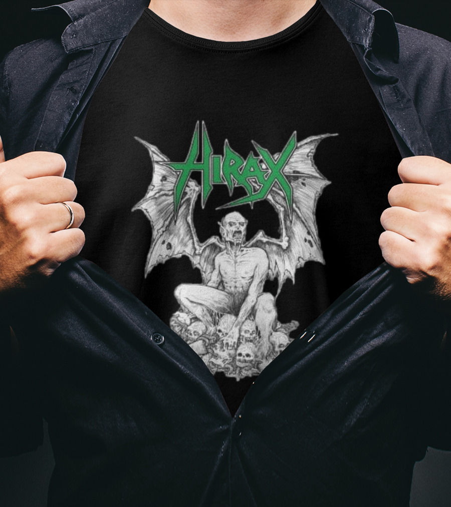 Nightshift Store Hirax 13Th Son Winged Skeleton On Skulls T-Shirt
