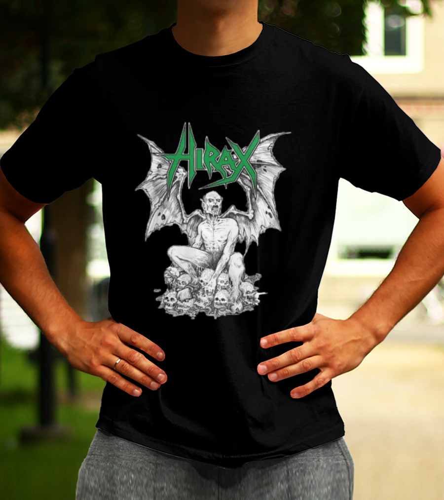 Nightshift Store Hirax 13Th Son Winged Skeleton On Skulls T-Shirt