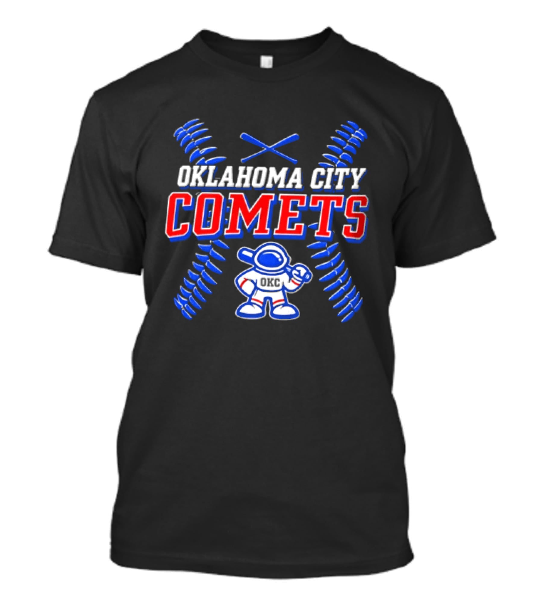 Oklahoma City Comets Baseball Team Mascot And Crossed Bats T-Shirt