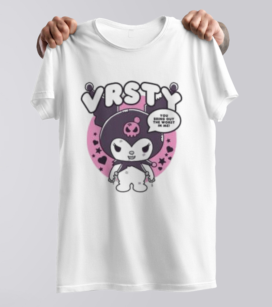 VRSTY Brawler Skull Jester Pink Circle Stars T-Shirt