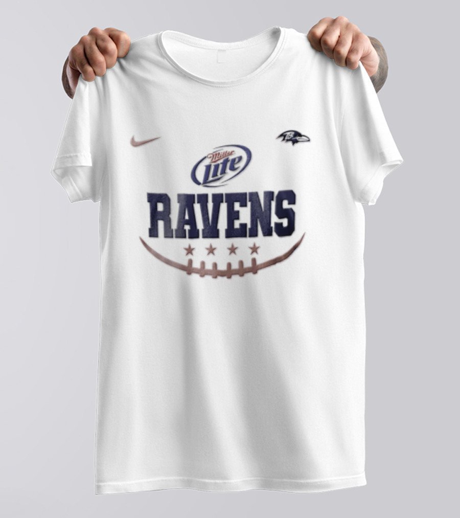 Miller Lite Ravens Nike Baltimore Football Stars T-Shirt