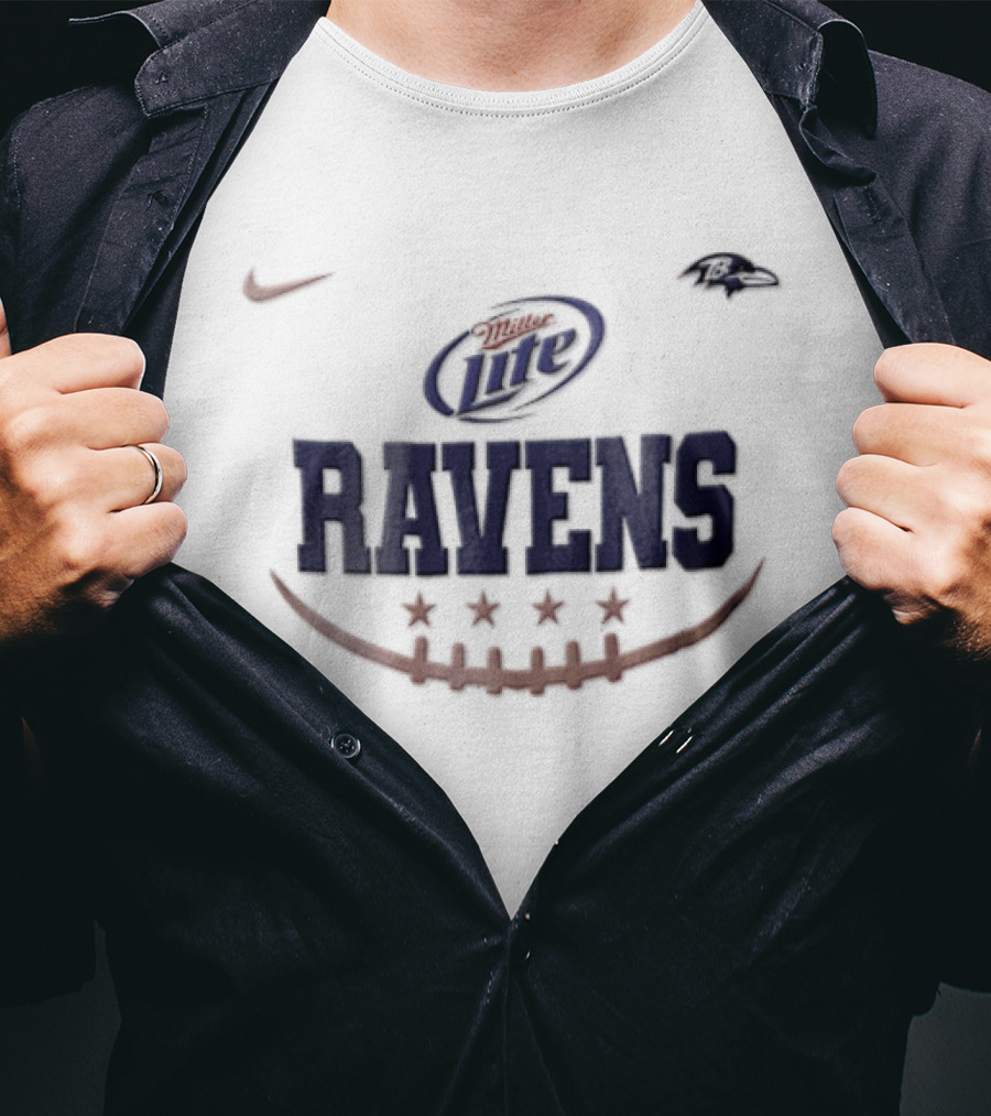 Miller Lite Ravens Nike Baltimore Football Stars T-Shirt