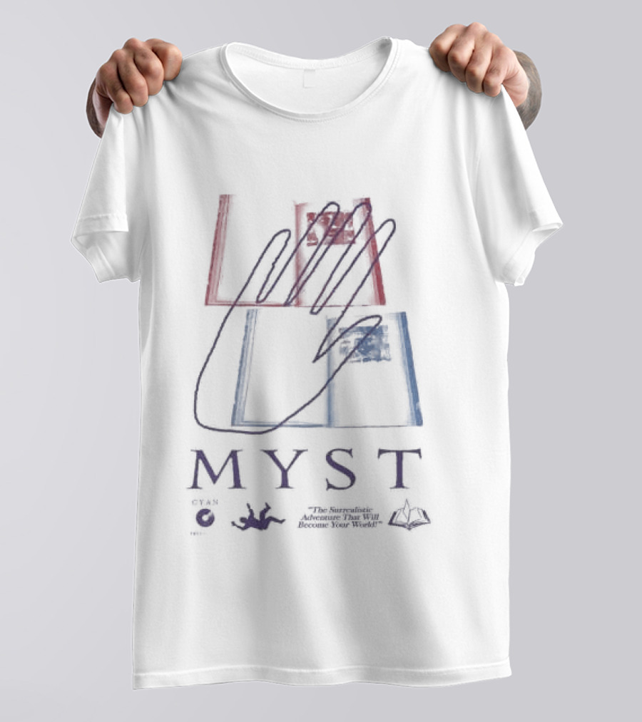 Myst Ages Cyan Store Hand Drawn T-Shirt