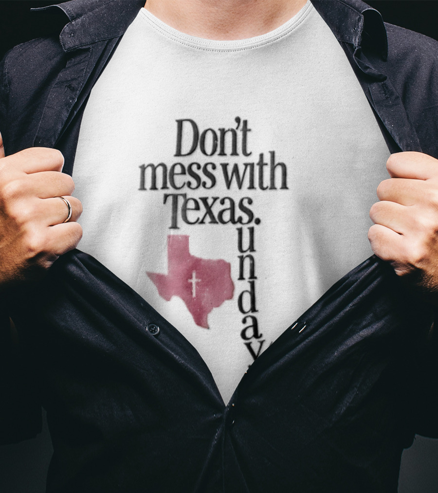 Don't Mess With Texas State Map Cross Sunday 1994 T-Shirt