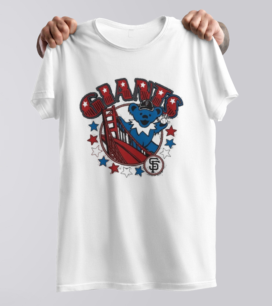 Grateful Dead Giants Bear San Francisco Bridge Retro Stars T-Shirt