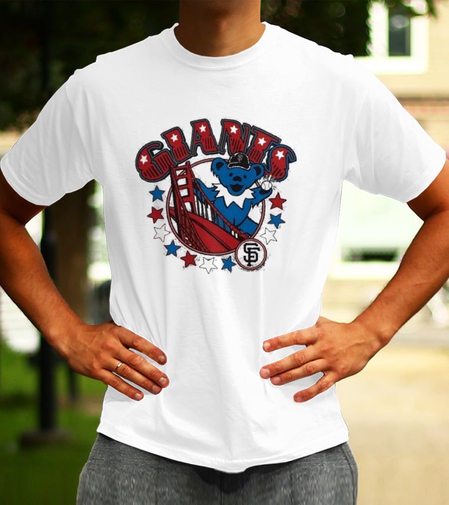 Grateful Dead Giants Bear San Francisco Bridge Retro Stars T-Shirt