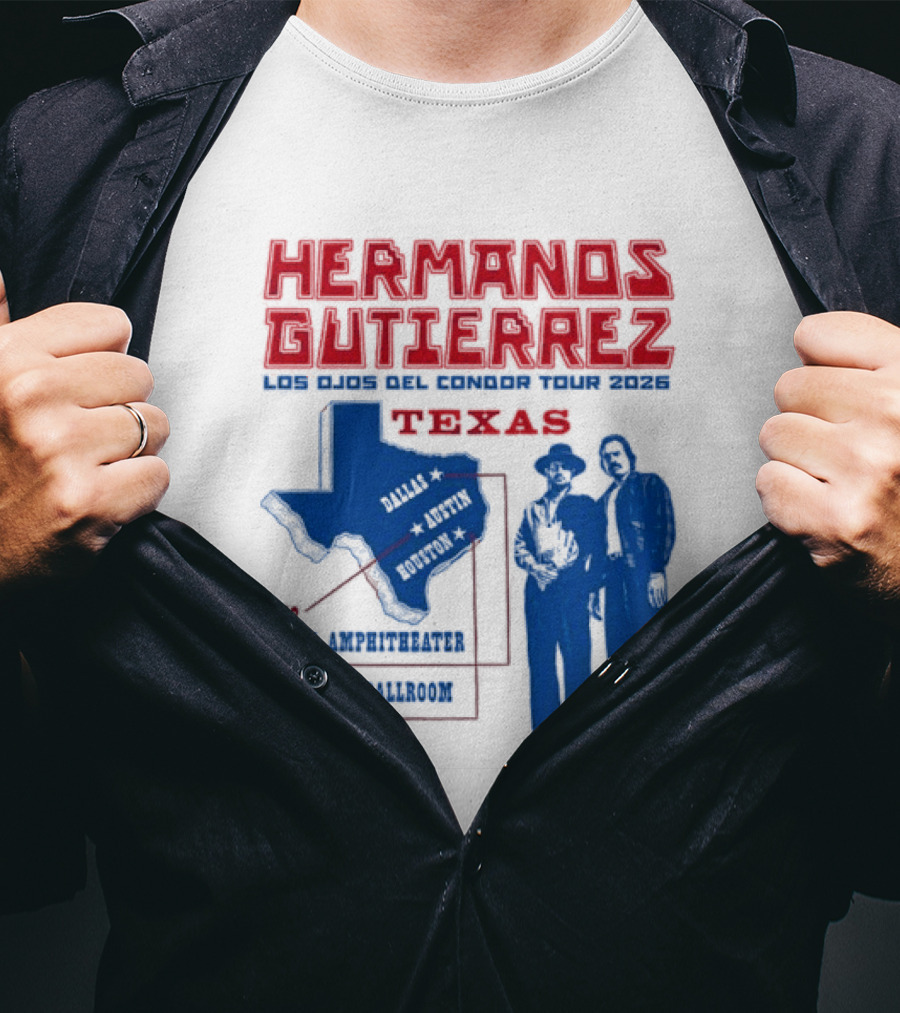 Hermanos Gutierrez Texas Los Ojos Condor Tour Dates October 18 Austin 20 Houston 21 Dallas 2026 T-Shirt