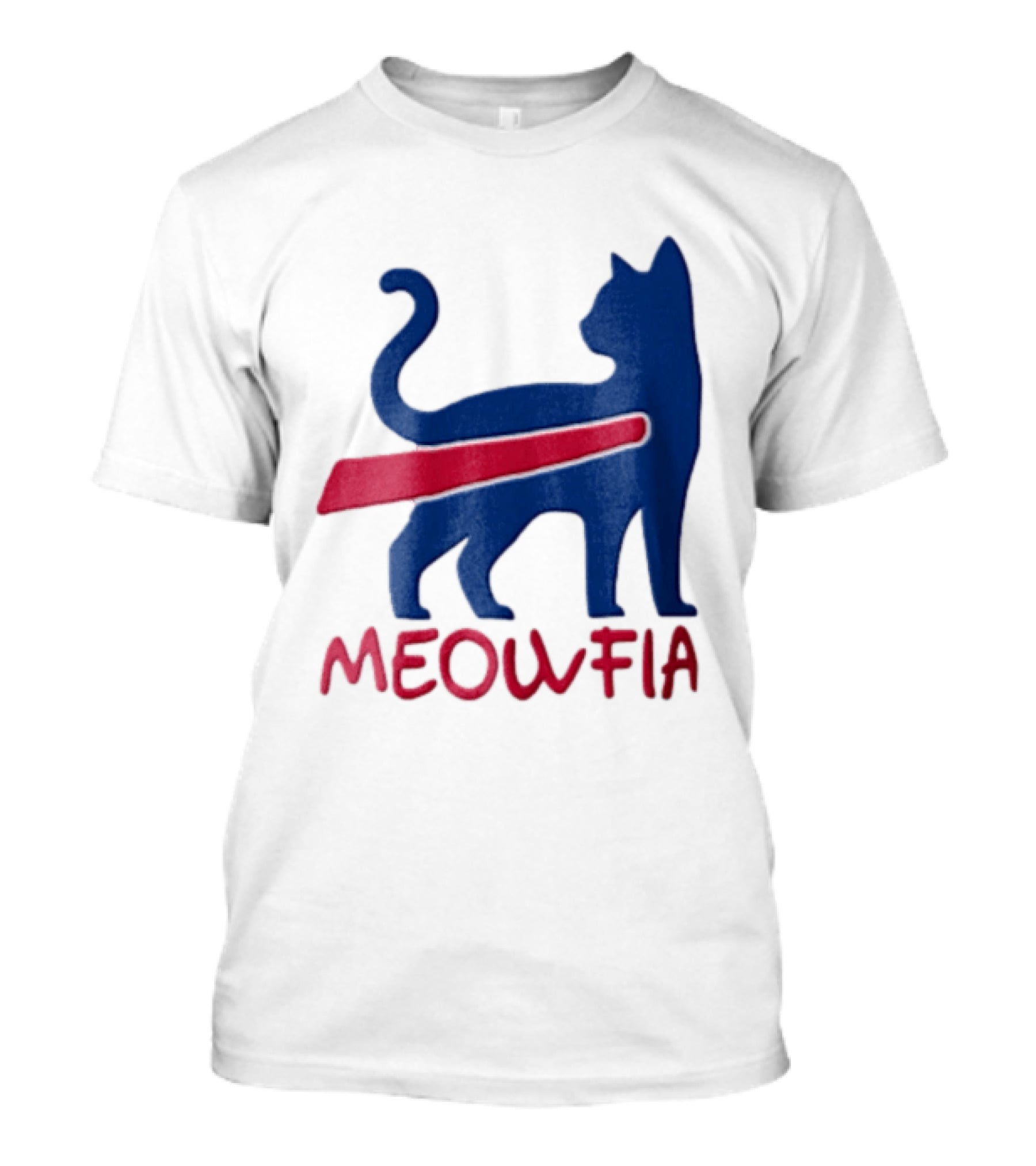 Meowfia Blue Cat Red T-Shirt