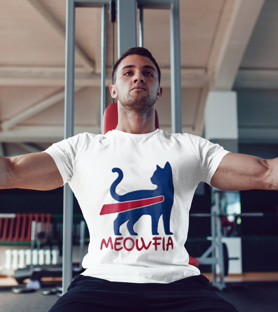 Meowfia Blue Cat Red T-Shirt