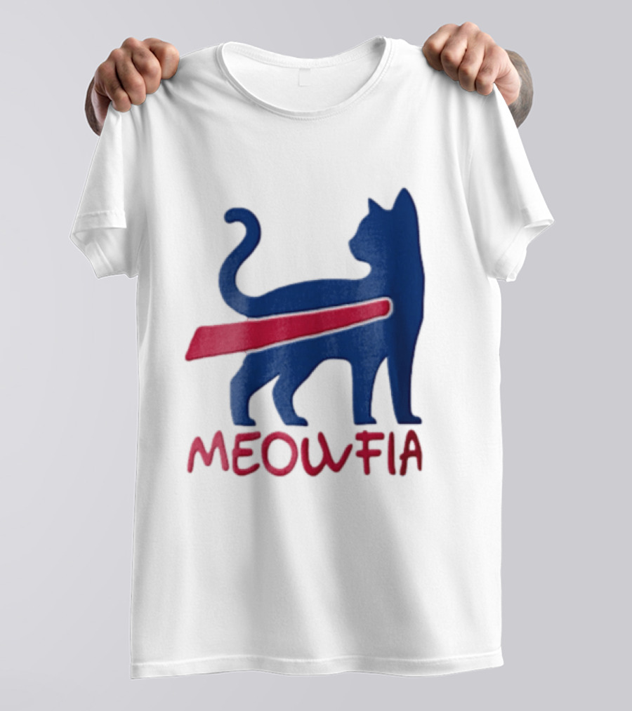 Meowfia Blue Cat Red T-Shirt
