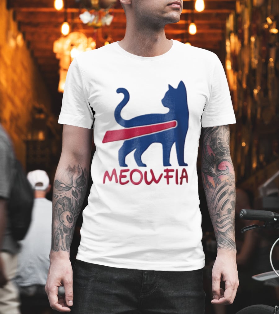 Meowfia Blue Cat Red T-Shirt