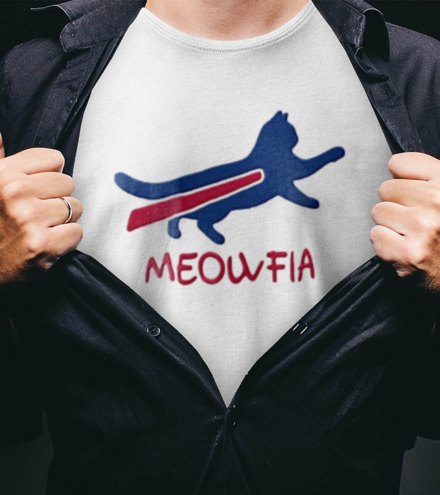 Meowfia Blue Cat Red T-Shirt