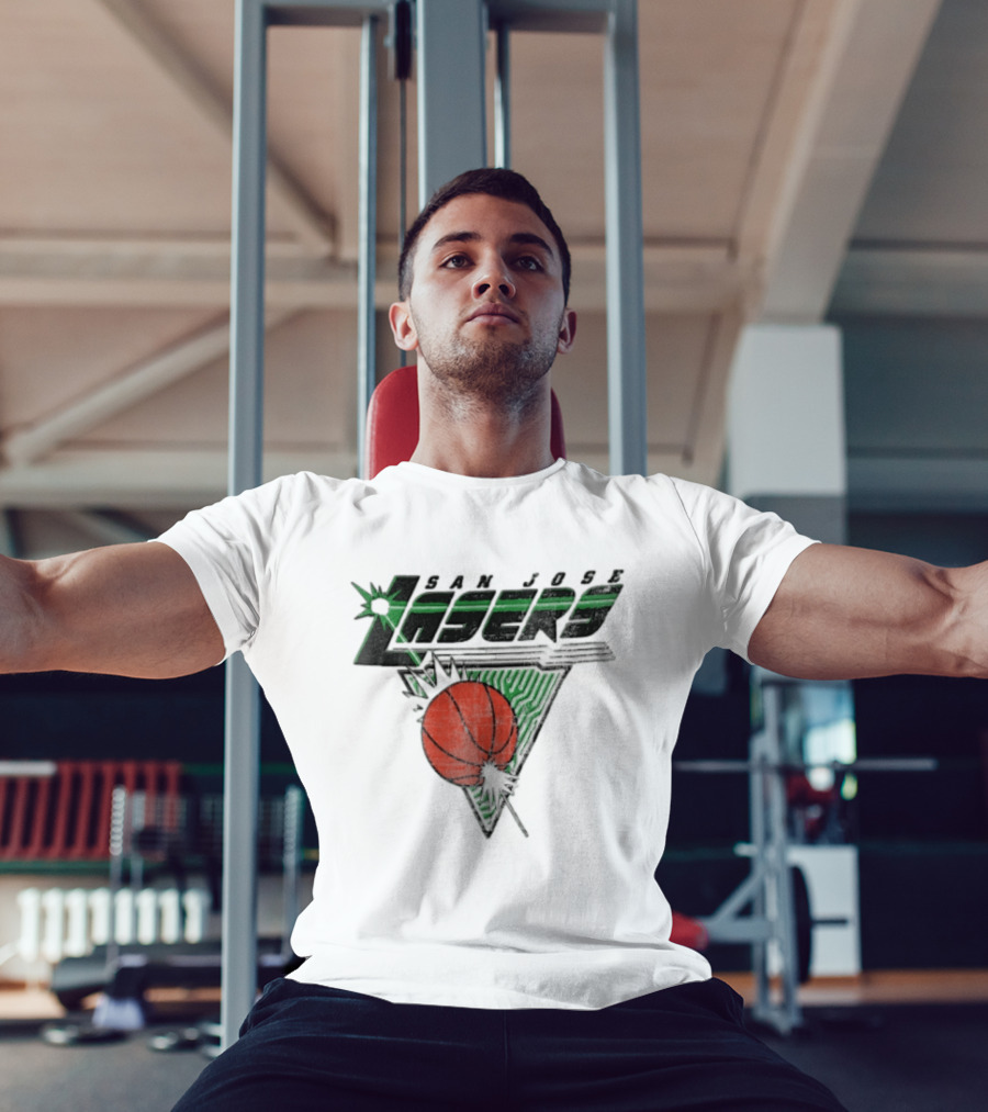 San Jose Lasers Basketball Green Circuit Triangle T-Shirt