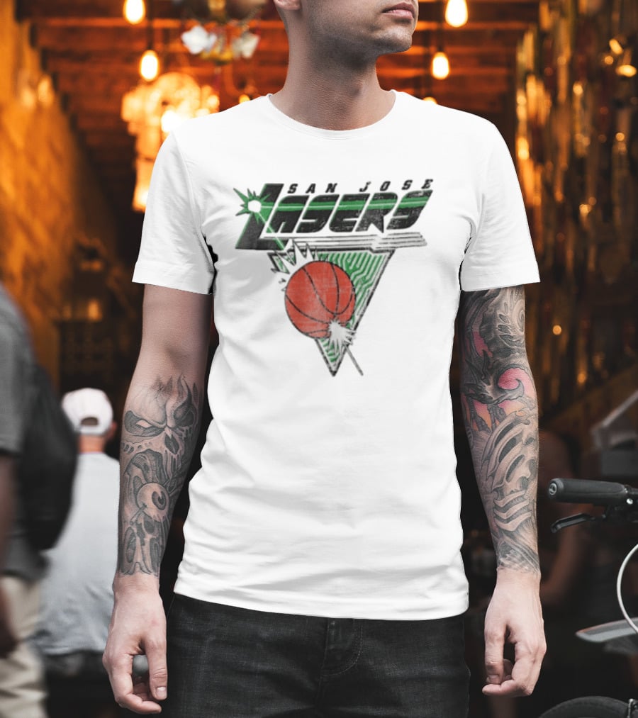 San Jose Lasers Basketball Green Circuit Triangle T-Shirt