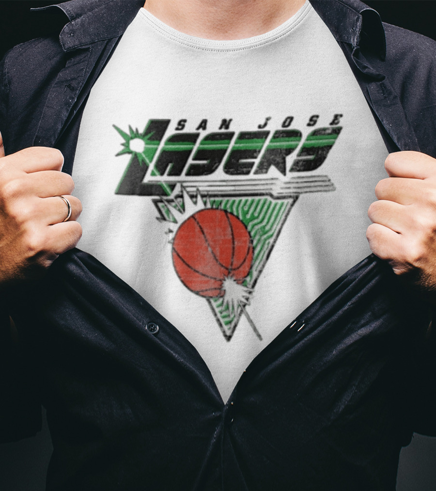 San Jose Lasers Basketball Green Circuit Triangle T-Shirt