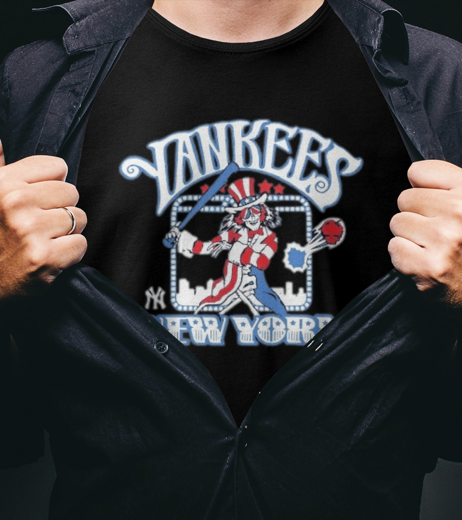 Yankees New York Grateful Dead Skeleton Patriotic Baseball T-Shirt