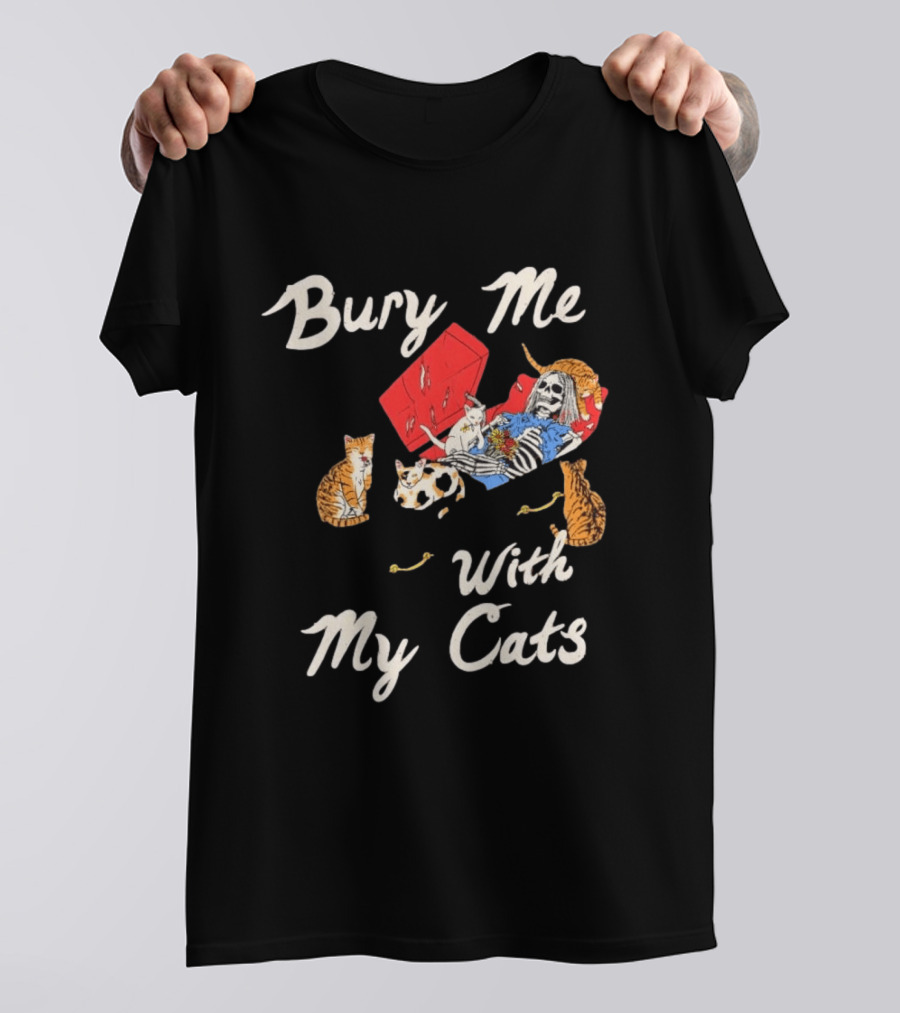Bury Me With My Cats Skeleton Coffin Kittens T-Shirt