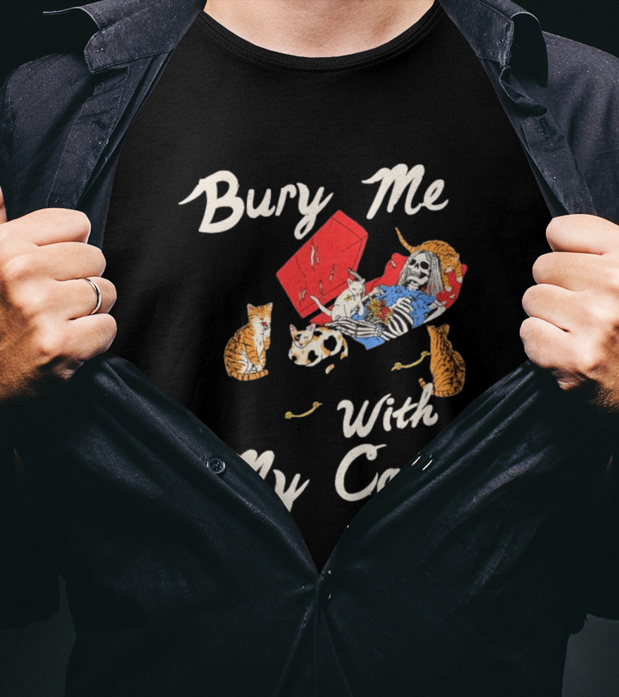 Bury Me With My Cats Skeleton Coffin Kittens T-Shirt